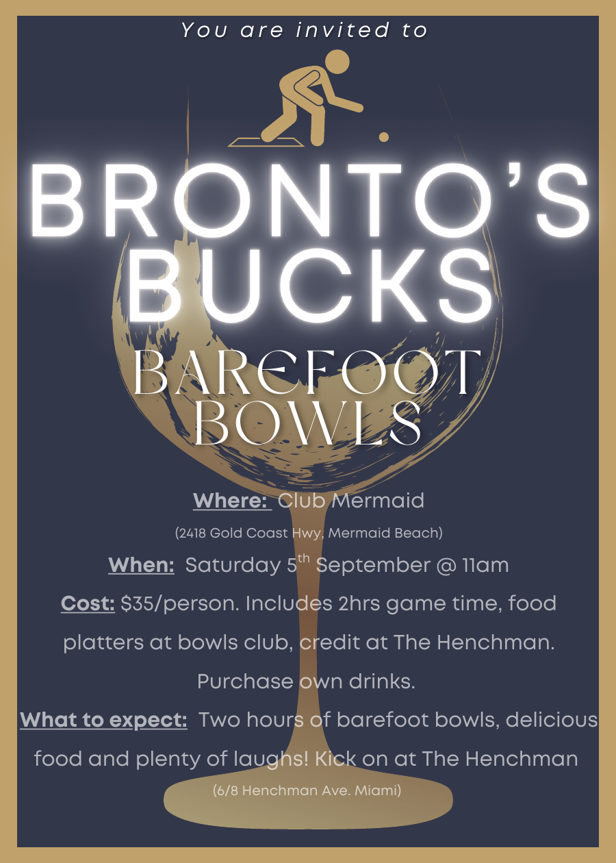 Bronto’s Bucks barefoot bowls invitation